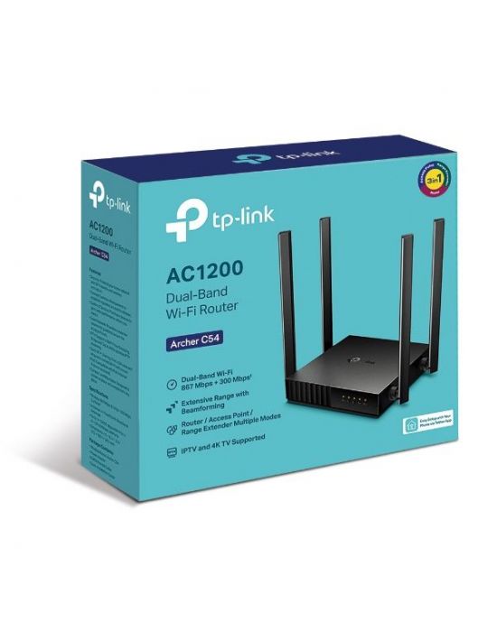 TP-LINK Archer C54 router wireless Fast Ethernet Bandă dublă (2.4 GHz/ 5 GHz) 4G Negru Tp-link - 4
