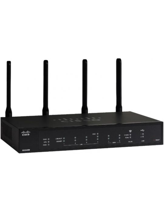 Cisco RV340W router wireless Gigabit Ethernet Bandă dublă (2.4 GHz/ 5 GHz) 4G Negru Cisco - 1