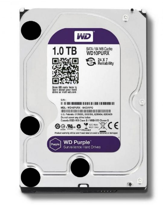Hdd intern wd 3.5 1tb purple sata3 intellipower (5400rpm)  64mb Wd - 1