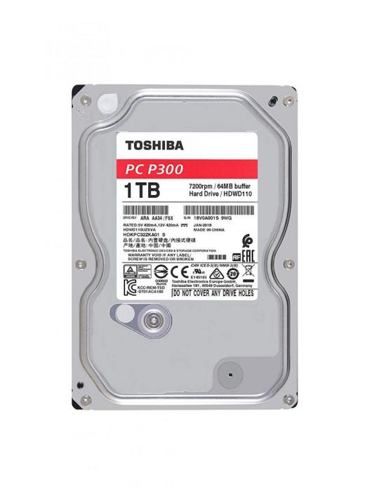 Hard disk  Toshiba P300  1TB  SATA III  7200RPM  64MB 3.5" Toshiba - 1
