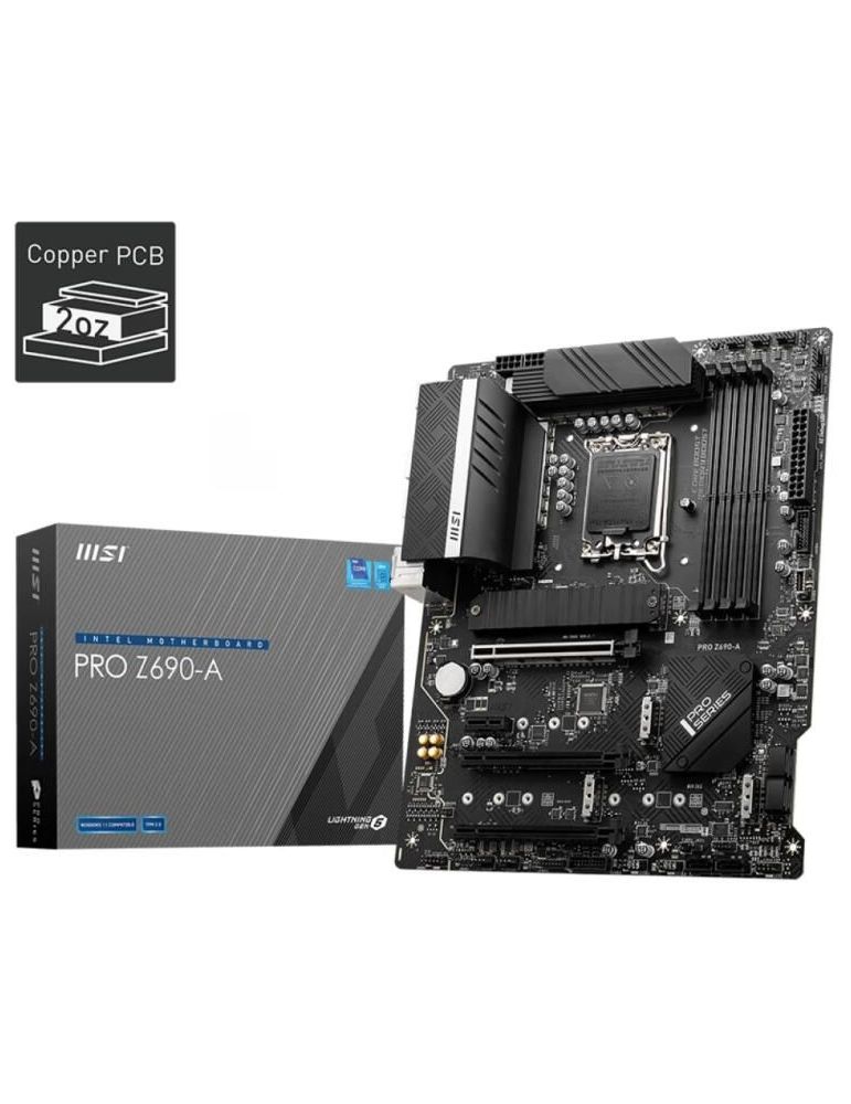 Msi main board desktop pro z690-a (lga1700 4x ddr5 3x pcie x16 1x pcie 3.0 x1 hdmi 2.1 dp 1.4 6x sataiii 4x m.2 1x usb 3.2 gen 2