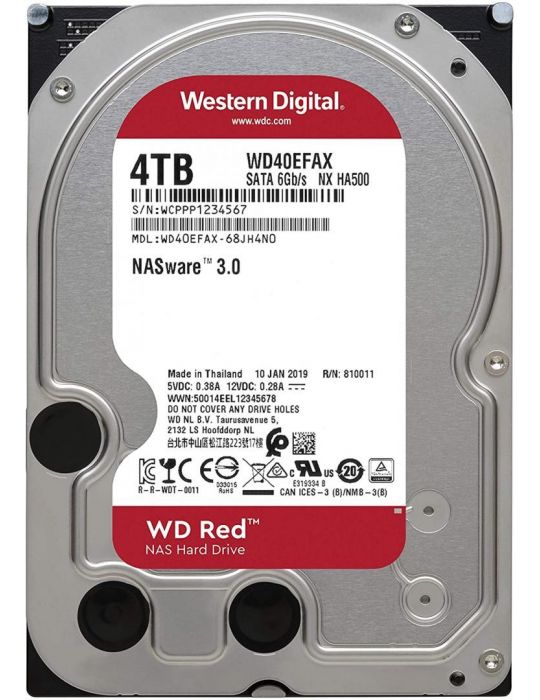 Hard disk  WD Red 4TB  SATA III  5400RPM   64MB  3.5" Wd - 1