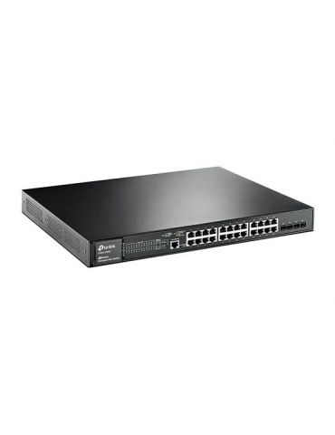 TP-LINK T2600G-28MPS (TL-SG3424P) Gestionate L2 Gigabit Ethernet (10/100/1000) Power over Ethernet (PoE) Suport 1U Negru Tp-link