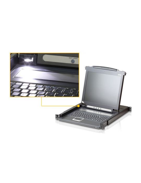 Aten CL1000M-ATA-AG switch-uri pentru tastatură, mouse și monitor (KVM) Raft pentru montat echipamente Negru Aten - 3