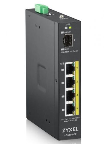 Zyxel RGS100-5P Fara management L2 Gigabit Ethernet (10/100/1000) Power over Ethernet (PoE) Suport Negru Zyxel - 2