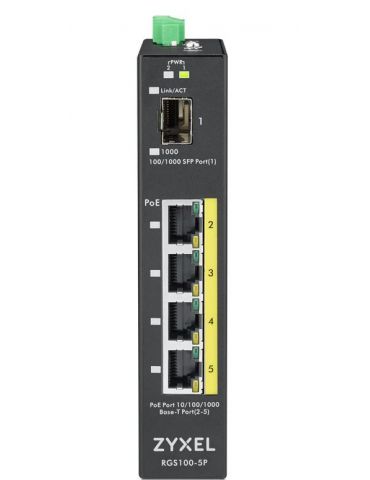 Zyxel RGS100-5P Fara management L2 Gigabit Ethernet (10/100/1000) Power over Ethernet (PoE) Suport Negru Zyxel - 3