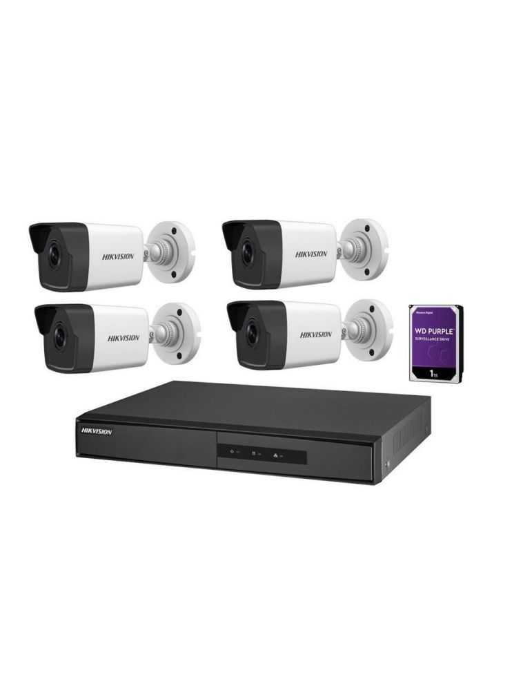 Kit supraveghere hikvision ip nk42e0h-1t(wd) 2mp kit-ul contine : 4