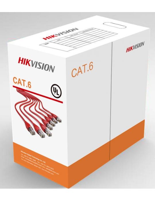 Cablu utp cat.6 305 metri ds-1ln6-ue-w diametru fir: 0.53mm ofc Hikvision - 1