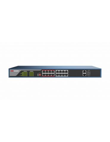 Switch poe 16 porturi hikvision ds-3e0318p-efara management l2 unmanaged 16 Hikvision - 1