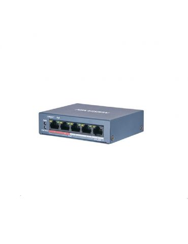 Switch poe 4 porturi hikvision ds-3e0105p-e/m(b) fara management 4x 100mpoe Hikvision - 1 - Tik.ro