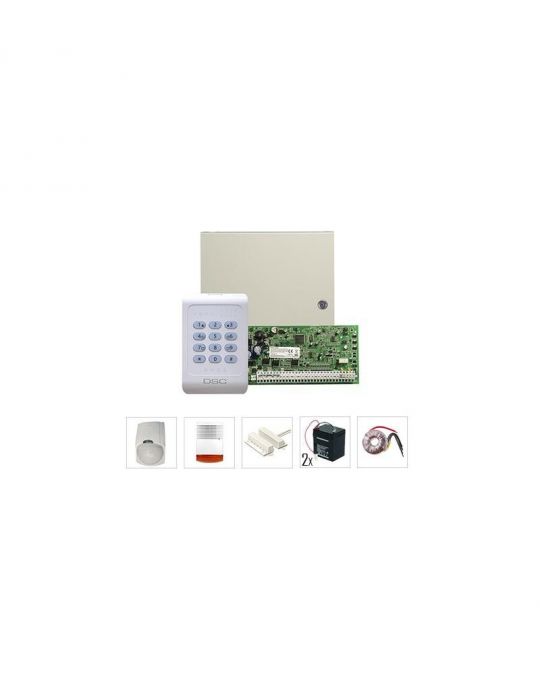 Kit sistem de alarma alcatuit din: centrala pc 1404 tranformator Dsc - 1