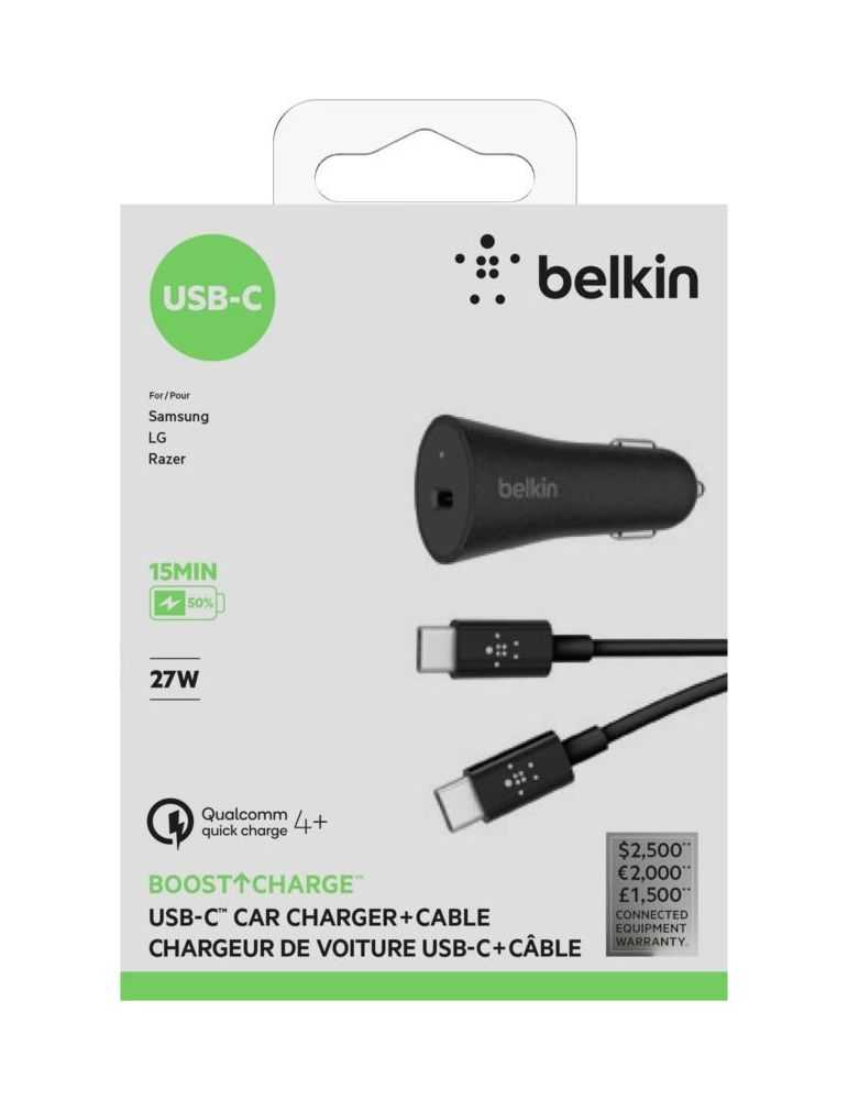 Belkin car charger qc4.0 usb-c + cable