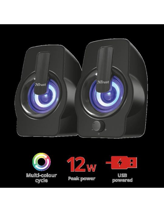 Boxe stereo trust gemi rgb 2.0 speaker set - black Trust - 1