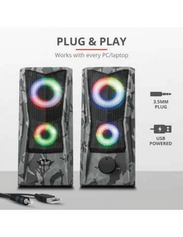 Boxe stereo gxt 606 javv rgb-illuminated 2.0 speaker set  specifications Trust - 1
