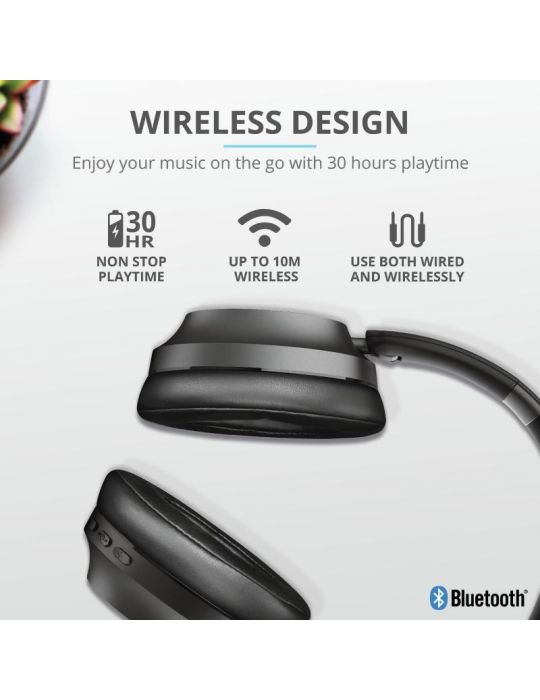 Casti trust action eaze bluetooth wireless over-ear headphones  specifications general Trust - 1