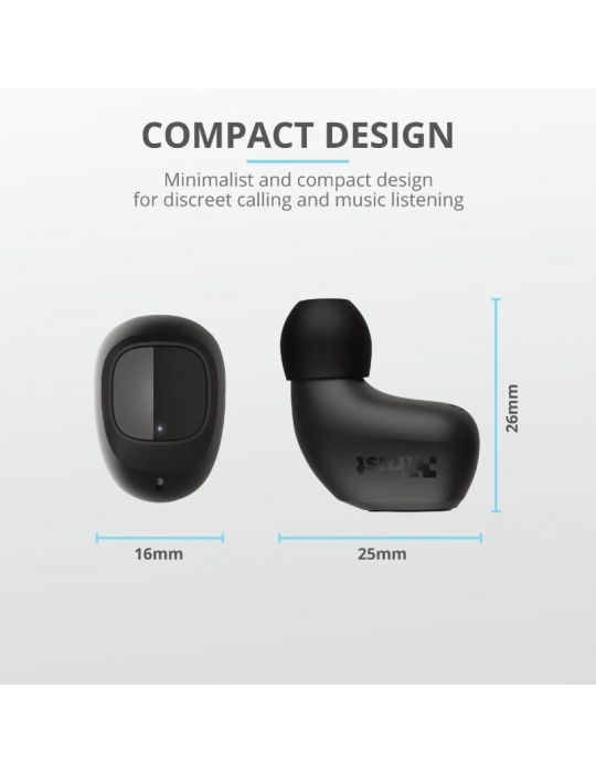 Casti cu microfon trust nika compact bluetooth earphones  specifications general Trust - 1