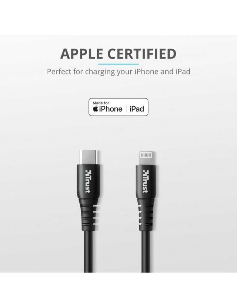 Cablu incarcare trust ndura usb-c to lightning cable 1m specifications