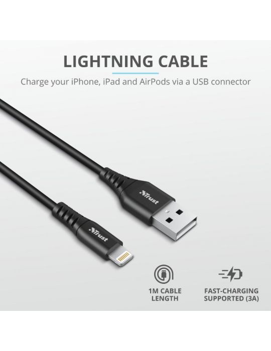 Cablu incarcare trust ndura usb to lightning cable 1m  specifications Trust - 1