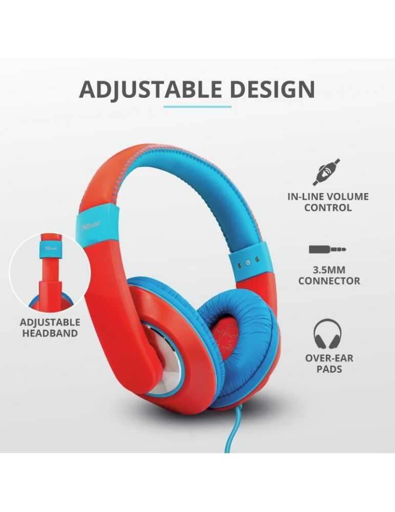 Casti cu microfon trust sonin kids headphones - red specifications