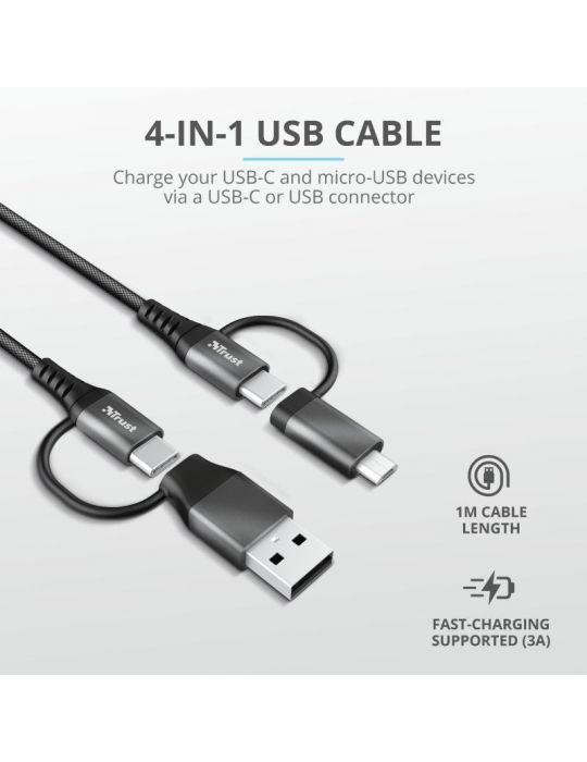 Cablu incarcare trust keyla extra-strong 4-in-1 usb cable 1m  specifications Trust - 1