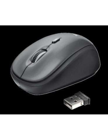 Mouse trust yvi pc sau nb wireless 2.4ghz optic 1600 dpi butoane/scroll 4/1 buton selectare viteza negru tr-18519 (include tv 0.