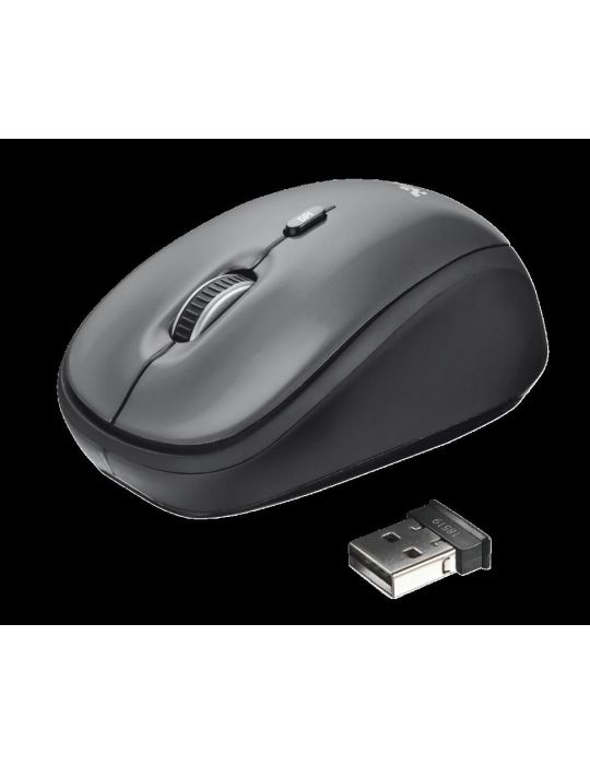 Mouse trust yvi pc sau nb wireless 2.4ghz optic 1600 dpi butoane/scroll 4/1 buton selectare viteza negru tr-18519 (include tv 0.