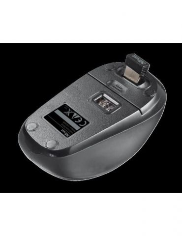 Mouse trust yvi pc sau nb wireless 2.4ghz optic 1600 dpi butoane/scroll 4/1 buton selectare viteza negru tr-18519 (include tv 0.