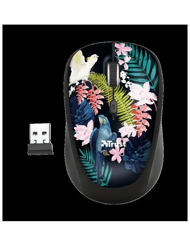 Mouse trust yvi pc sau nb wireless 2.4ghz optic 1600 dpi butoane/scroll 4/1 buton selectare viteza negru / print tr-23387 (inclu