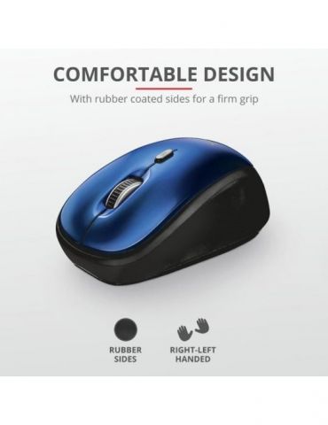 Mouse trust yvi pc sau nb wireless 2.4ghz optic 1600 dpi butoane/scroll 4/1 buton selectare viteza albastru tr-19663 (include tv