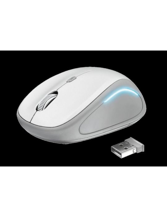 Mouse trust yvi fx pc sau nb wireless 2.4ghz optic 1600 dpi butoane/scroll 4/1 iluminare buton selectare viteza alb tr-22335 (in