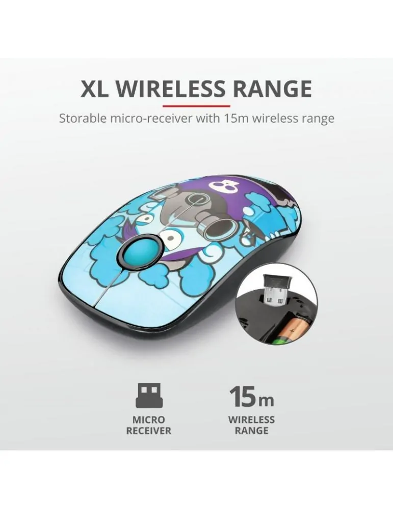 Mouse trust sketch silent click pc sau nb wireless 2.4ghz optic 1600 dpi butoane/scroll 3/1 butoane silentioase albastru / print