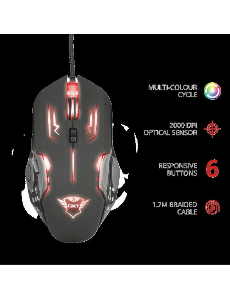 Mouse optic Trust GXT 108 Rava, RGB LED, USB, Black