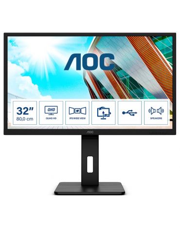 AOC Q32P2CA monitoare LCD 80 cm (31.5") 2560 x 1440 Pixel 2K Ultra HD LED Negru Aoc - 1 - Tik.ro