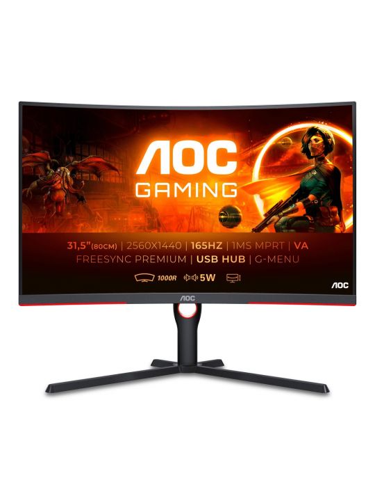 AOC CQ32G3SU/BK monitoare LCD 80 cm (31.5") 2560 x 1440 Pixel Quad HD LED Negru, Roşu Aoc - 1