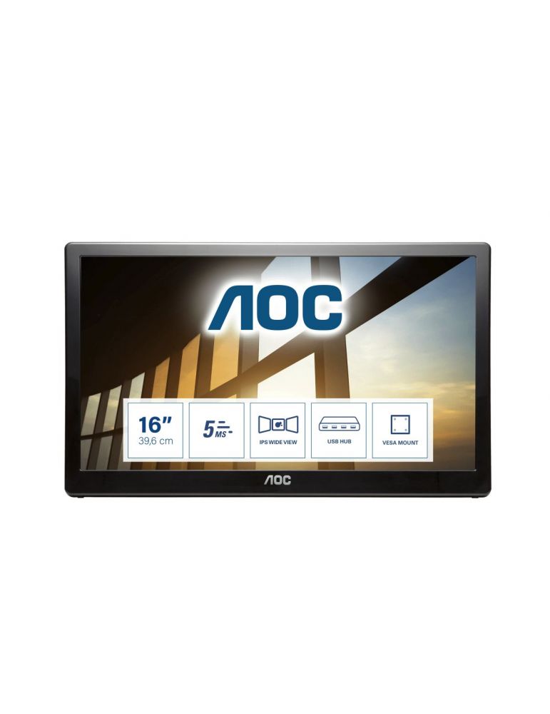 AOC 59 Series I1659FWUX monitoare LCD 39,6 cm (15.6") 1920 x 1080 Pixel Full HD Negru