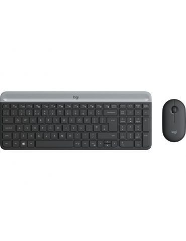 Logitech Slim Wireless Keyboard and Mouse Combo MK470 tastaturi USB QWERTY Englez Grafit Logitech - 1 - Tik.ro