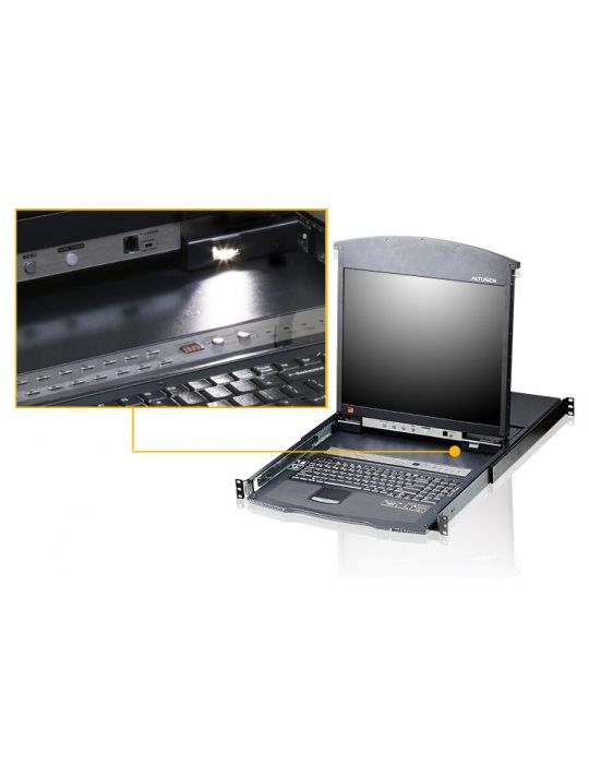 Aten KL1508AN-AXA-AG switch-uri pentru tastatură, mouse și monitor (KVM) Raft pentru montat echipamente Negru Aten - 4