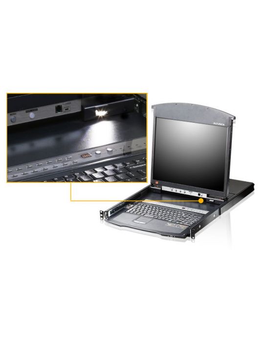 Aten KL1508AIN-AXA-AG switch-uri pentru tastatură, mouse și monitor (KVM) Raft pentru montat echipamente Negru Aten - 3