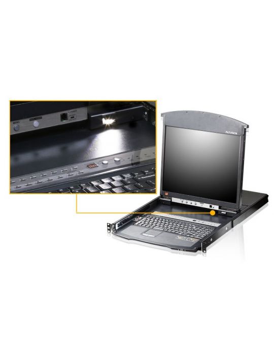 Aten KL1516AIM-AXA-AG switch-uri pentru tastatură, mouse și monitor (KVM) Raft pentru montat echipamente Negru Aten - 4