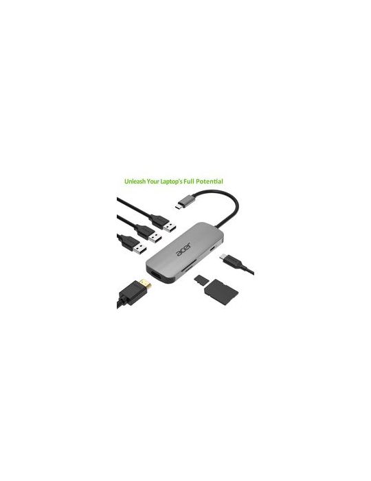 Acer HP.DSCAB.008 stații de andocare și replicatoare de porturi pentru calculatoare portabile Prin cablu USB 3.2 Gen 2 (3.1 Gen 