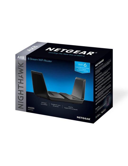 NETGEAR Nighthawk AX8 router wireless Gigabit Ethernet Bandă dublă (2.4 GHz/ 5 GHz) 4G Negru Netgear - 5