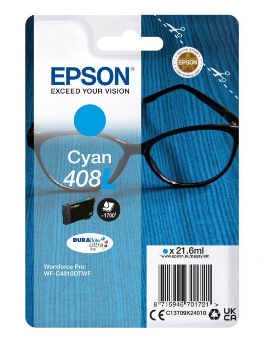 Epson 408L DURABrite Ultra cartușe cu cerneală 1 buc. Original Productivitate Înaltă (XL) Cyan Epson - 1