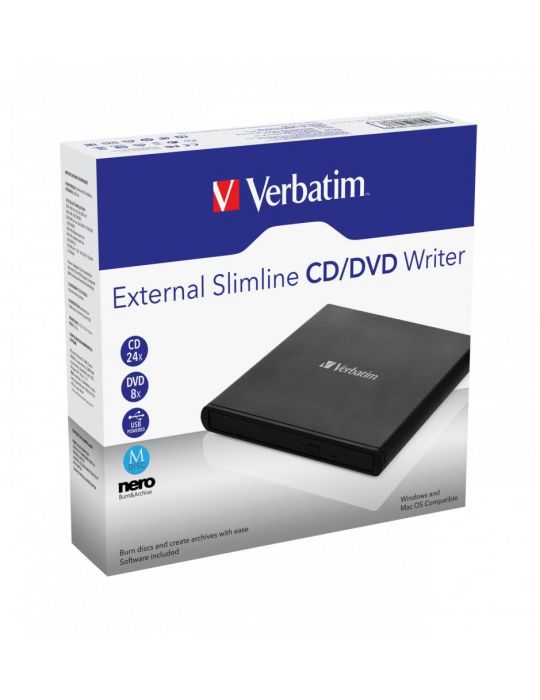 Verbatim External Slimline CD/DVD Writer unități optice DVD±RW Negru Verbatim - 3