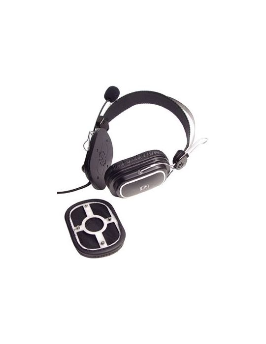 Casti a4tech comfortfit cu fir standard utilizare multimedia microfon pe brat conectare prin jack 3.5 mm negru hs-50 (include tv