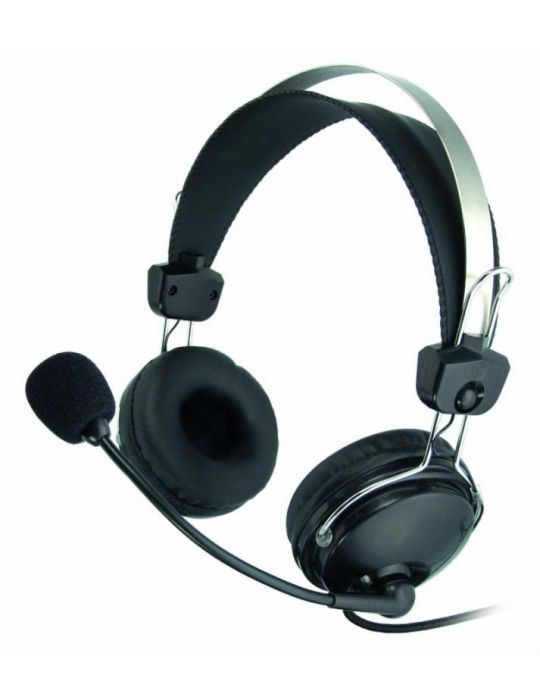 Casti a4tech comfortfit cu fir standard utilizare multimedia microfon pe brat conectare prin jack 3.5 mm x 2 negru hs-7p (includ