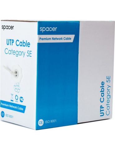 Rola cablu  utp spacer cat5e 305m cupru 100% solid awg24 0.51mm 0.21mm2 rcat5ecu Spacer - 1 - Tik.ro