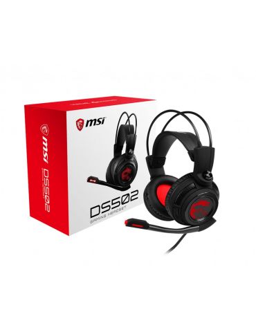 MSI DS502 GAMING HEADSET cască audio & cască cu microfon Căști Prin cablu Bandă de fixare pe cap Negru, Roşu Msi - 1 - Tik.ro