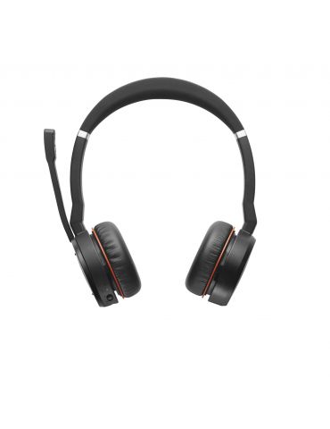 Jabra Evolve 75 MS Stereo Căști Prin cablu & Wireless Bandă de fixare pe cap Birou/Call center Micro-USB Bluetooth Negru, Roşu J