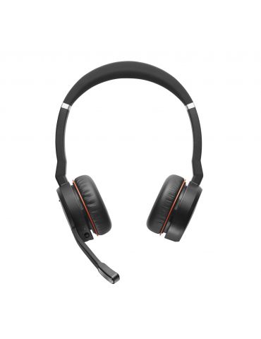 Jabra Evolve 75 MS Stereo Căști Prin cablu & Wireless Bandă de fixare pe cap Birou/Call center Micro-USB Bluetooth Negru, Roşu J