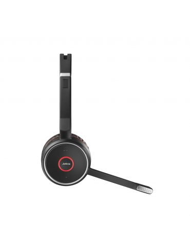 Jabra Evolve 75 UC Stereo Căști Prin cablu & Wireless Bandă de fixare pe cap Birou/Call center Micro-USB Bluetooth Negru, Roşu J